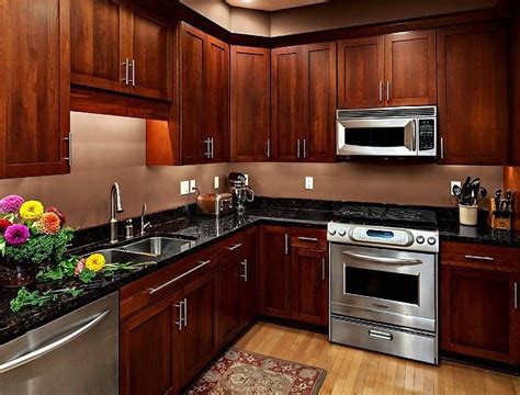 modern red cherry wood kitchen cabinets stainless steel countertops|cherry wood kitchen cabinets colors.